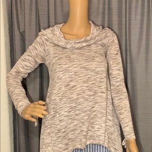 Hi low cowl neck long sleeve